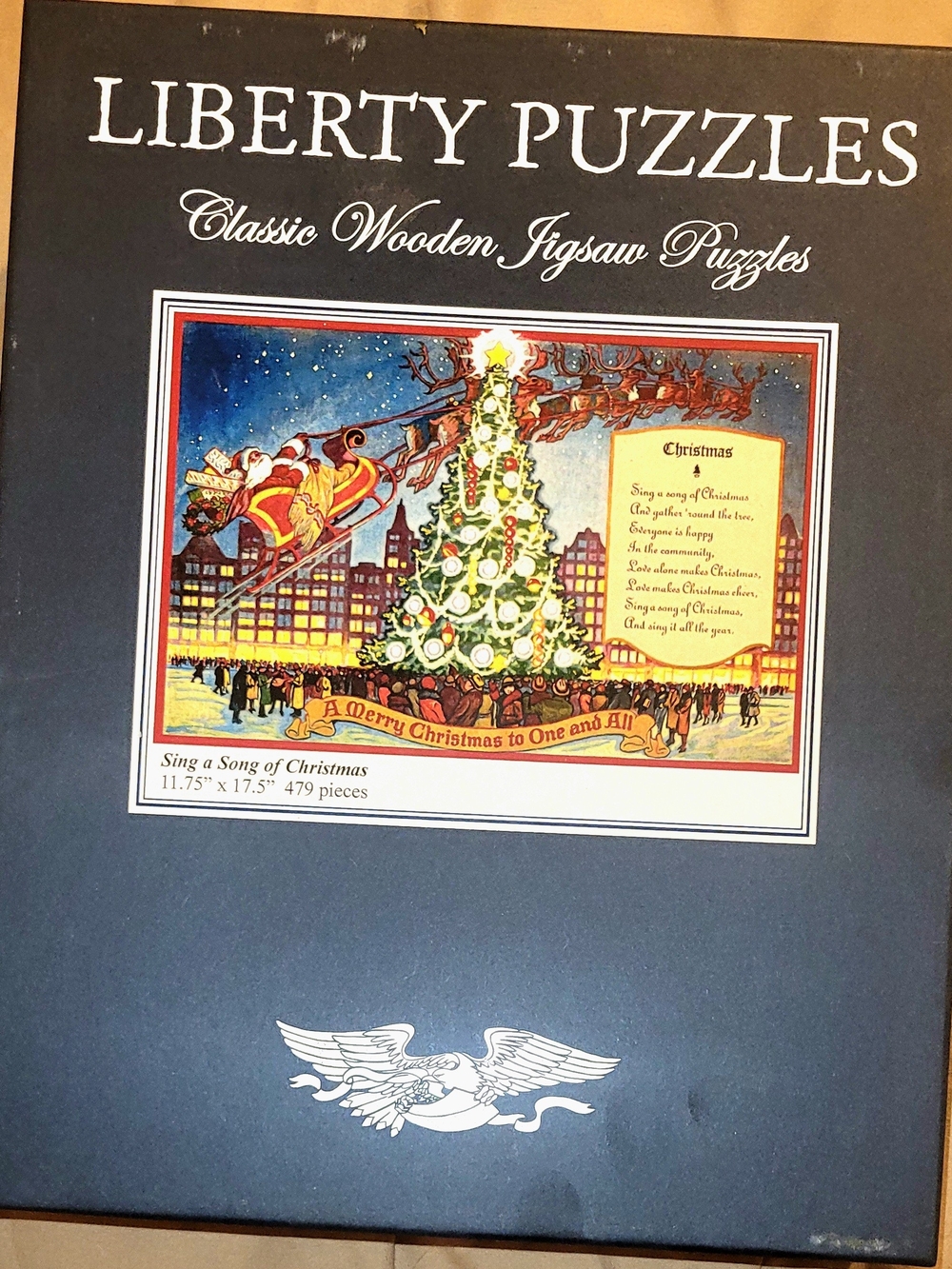 Liberty Puzzles Wooden Christmas Jigsaw Puzzle - Navy Blue